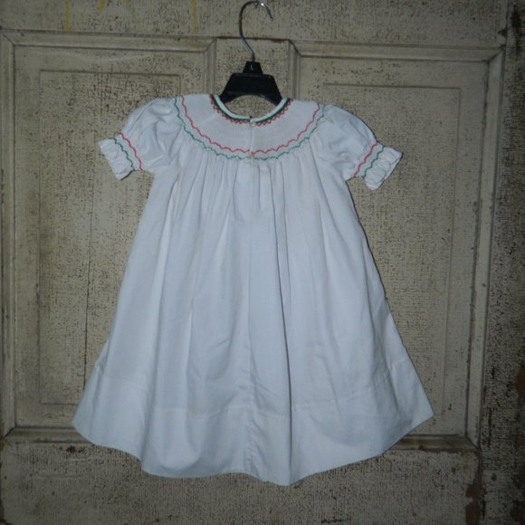 Sweet Angela By Rosalina Smocked Christmas Dress Sz 12M (I-33) - Picture 3 of 4